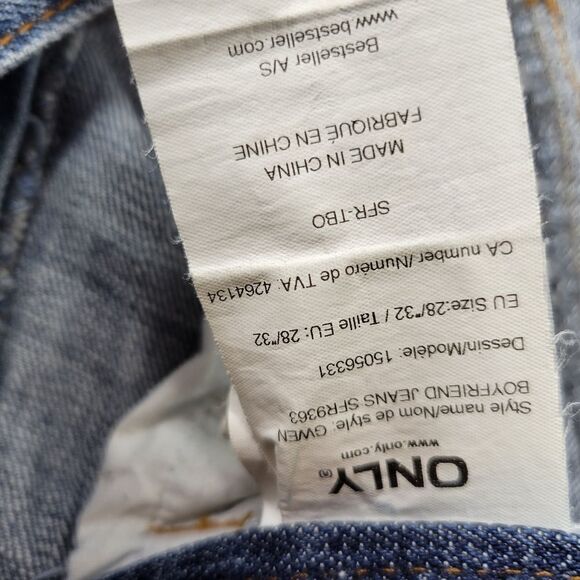 28 ONLY Gwen European distressed OOAK artisan Boyfriend loose fit blue JEANS 32 - Picture 11 of 15